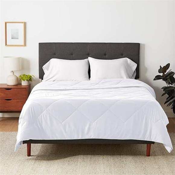 Reversible, Lightweight Microfiber Comforter Blanket, Full/Queen, White - Picture 1 of 5
